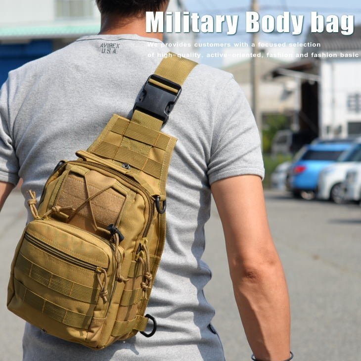  body bag bag one shoulder men's Military military body bag 7998661 khaki new goods 1 jpy start 