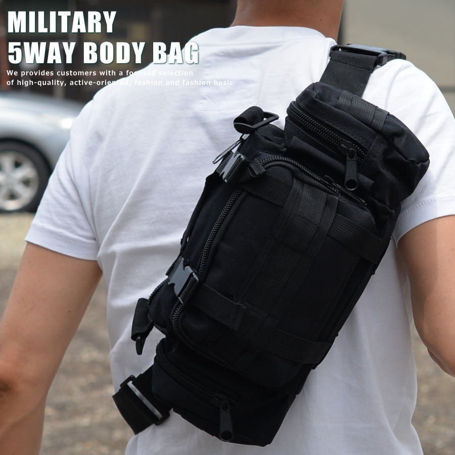 5WAY сумка "body" мужской сумка на плечо sakoshu милитари кемпинг уличный страйкбол 7999489 черный новый товар 1 иен старт 