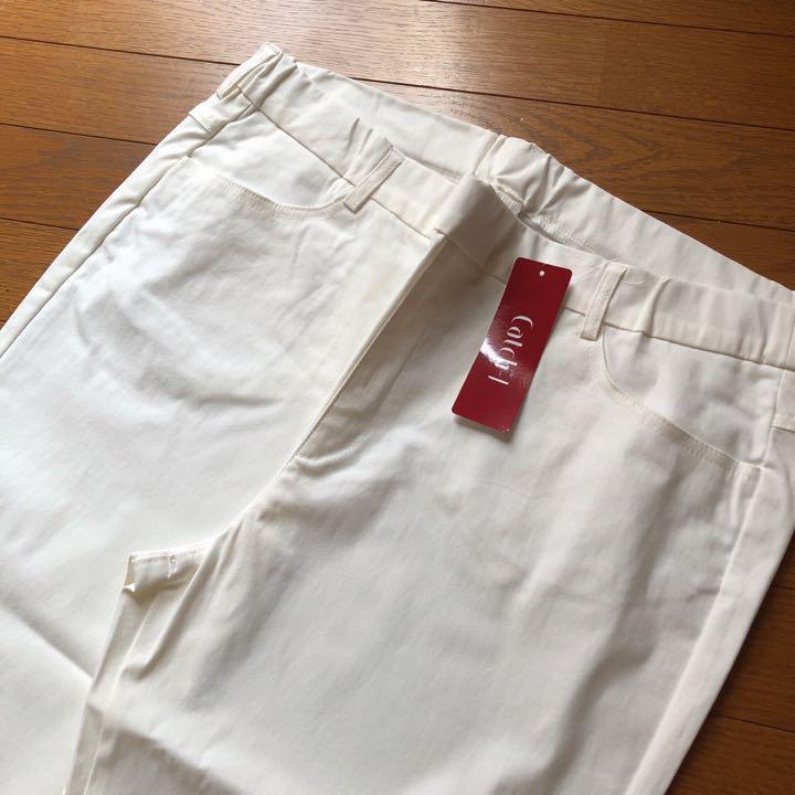  free shipping new goods be Roo na white white size LL stretch pants hem comb . length of the legs 53