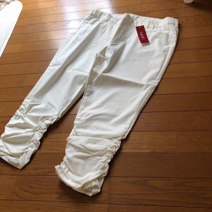  free shipping new goods be Roo na white white size LL stretch pants hem comb . length of the legs 53