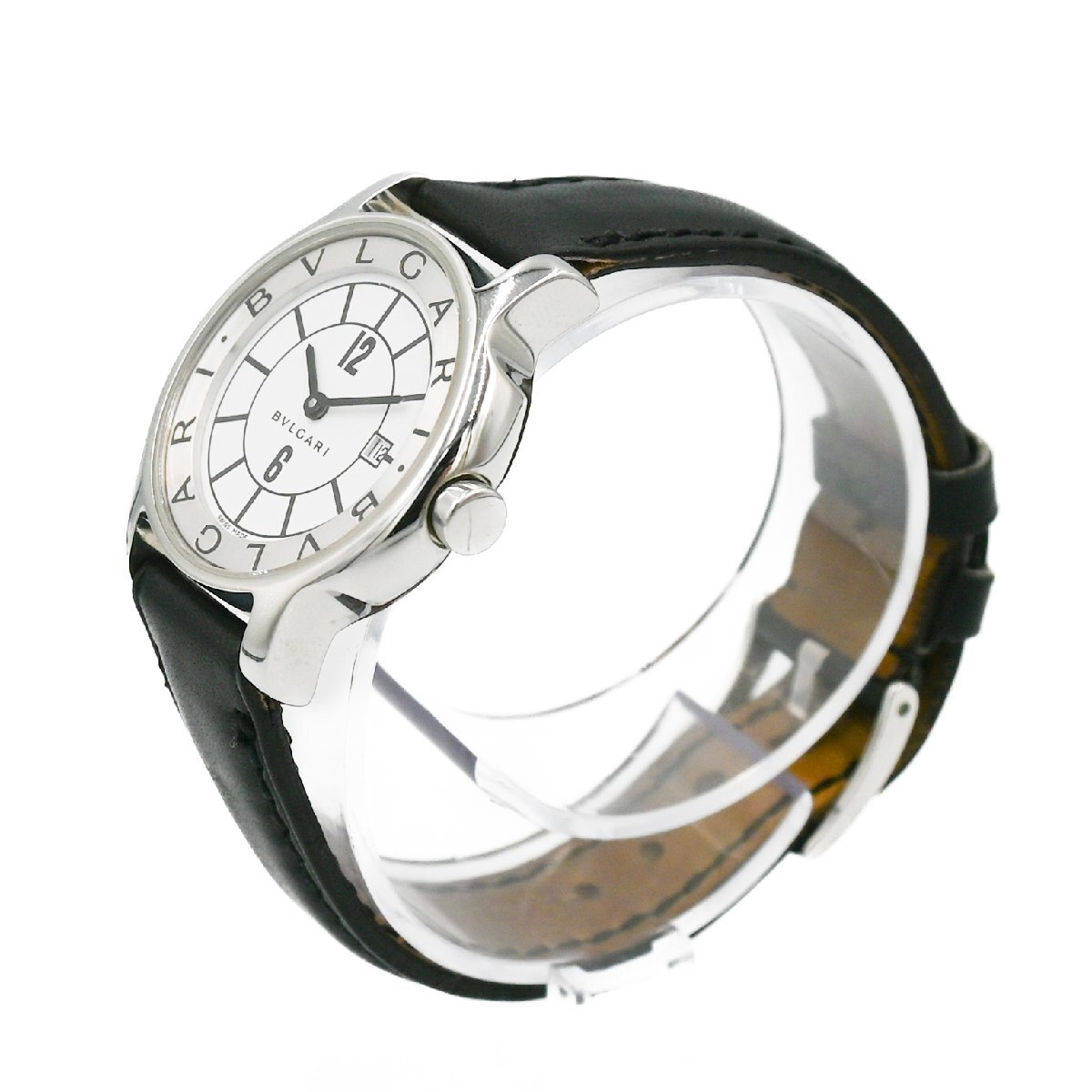 1円 稼働 美品 BVLGARI ブルガリ Solotempo ソロテンポ ST29S QZ クオーツ デイト 白文字盤 女性用 レディース腕時計 ラウンド 33720240416の画像2