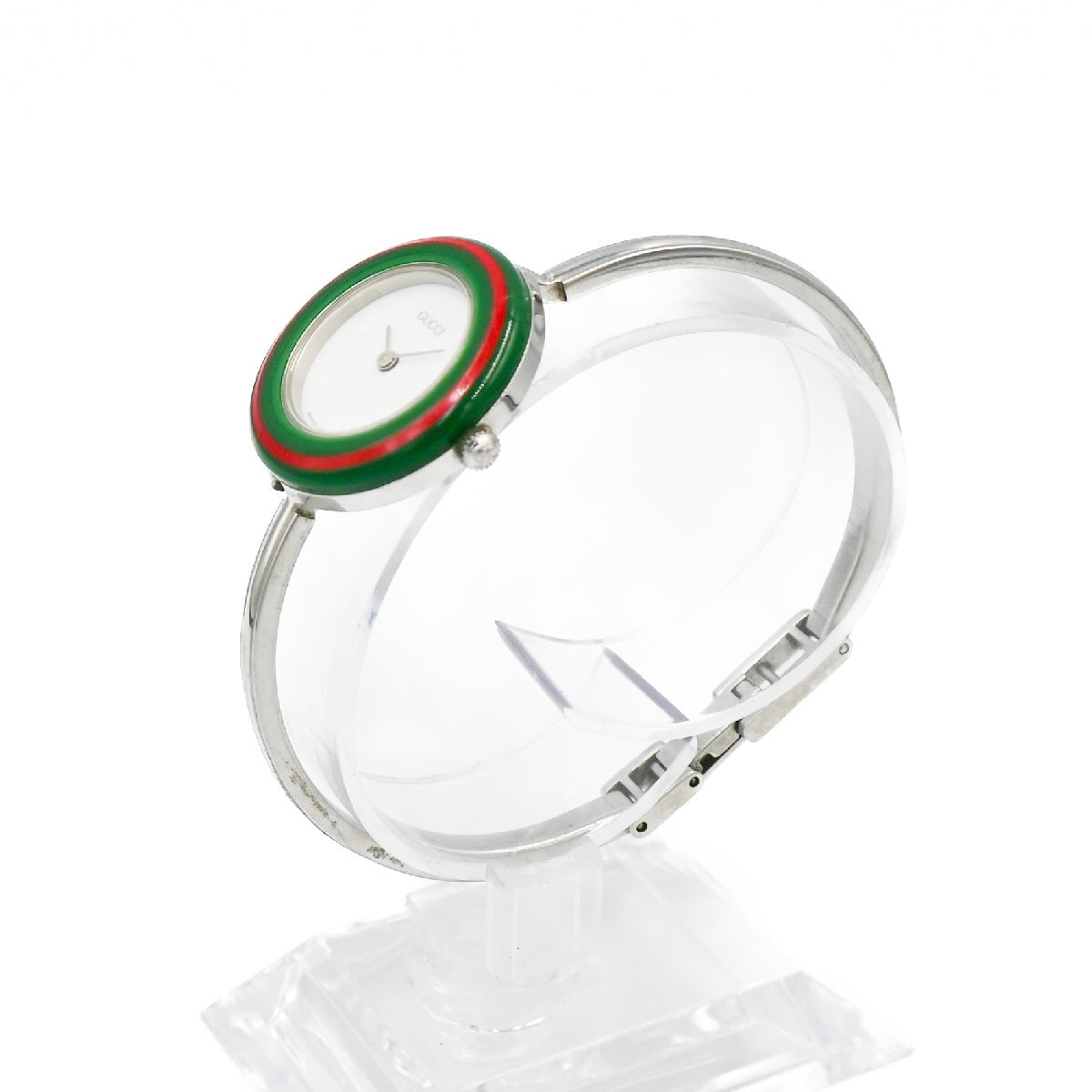 1 иен работа GUCCI Gucci перемена оправа 11/12.2L серебряный QZ кварц белый циферблат SS наручные часы женский браслет часы 247820240326