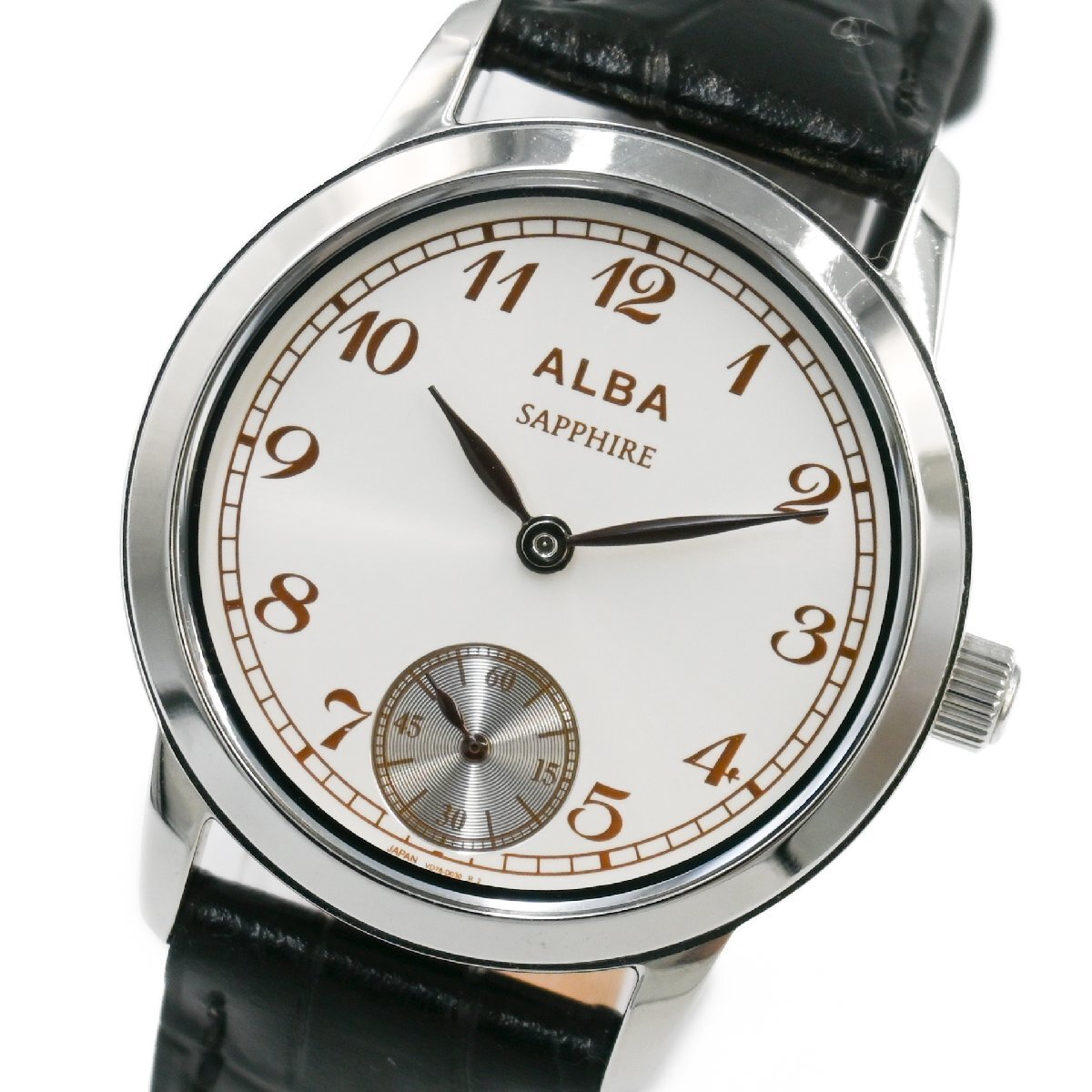 1円 稼働 美品 SEIKO セイコー ALBA アルバ SAPPHIRE VD78-D015 QZ クオーツ スモセコ シルバー文字盤 SS 腕時計 ラウンド 314920240423