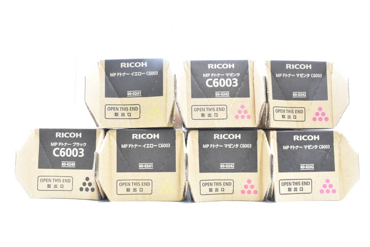 未使用 RICOH 純正 トナー C6003 3色7本（マゼンタ×4 / イエロー×2 / ブラック×1 ） リコー ITNM1DS0O8GB-YR-N17-byebyeの画像1