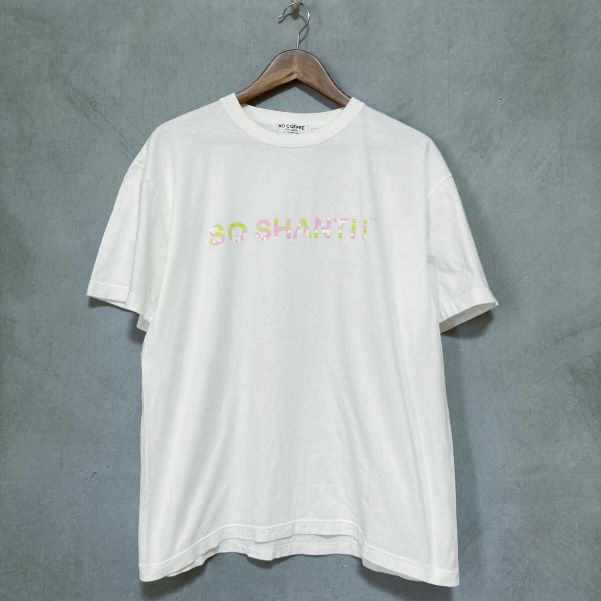 希少 NO COFFEE × SHANTii × plantica ノーコーヒー × シャンティ センター ロゴ Tシャツ 半袖 カットソー size.XL ホワイト_画像1