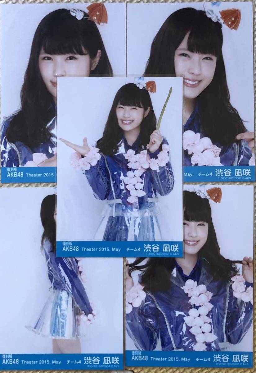 AKB48 Theater 月別 2015. May 復刻版 共通ポーズ 生写真 5種コンプ 渋谷凪沙/NMB48_画像1