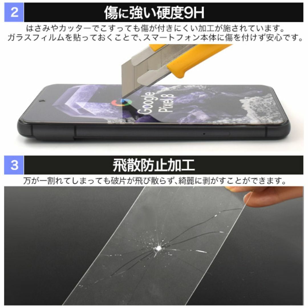 ズレずに簡単綺麗に貼れる！ Google Pixel 8用 貼り付けキット付き液晶保護ガラスフィルム 2枚セット_画像6