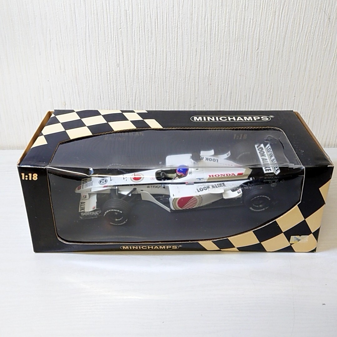 ケ20【80】1円～ ミニチャンプス MINICHAMPS 1/18 ミニカー BAR HONDA 03 J.ヴィルヌーヴ F1カーの画像1