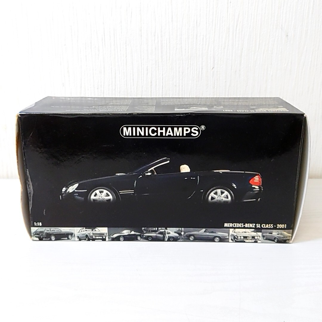 ケ14【80】1円～ ミニチャンプス MINICHAMPS 1/18 ミニカー メルセデスベンツ Mercedes Benz SL CLASS 2001 ダークブルーメタリックの画像1