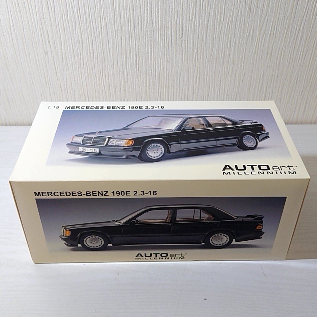 サ9【80】1円～ AUTOart オートアートミレニアム 1/18 ミニカー Mercedes Benz 190E 2.3-16 ブラックの画像1