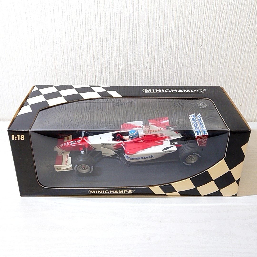 タ24【100】1円～ ミニチャンプス 1/18 ミニカー トヨタ Toyota TF102 M.Salo Panasonic レッド×ホワイト_画像1