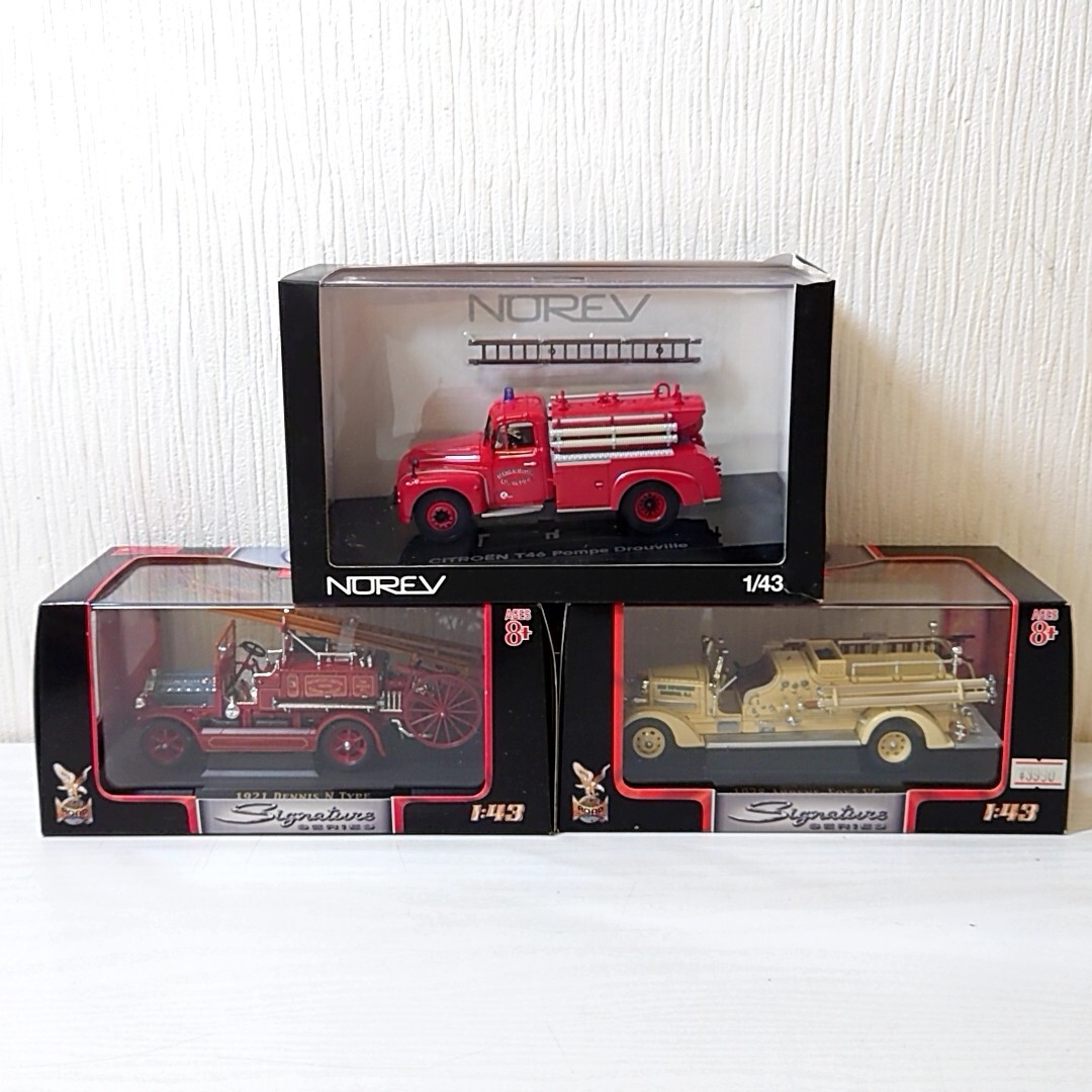 タ9【80】1円～ ノレブ YAT MING 1/43 ミニカー まとめセット | 1921 DENNIS N TYPE | 1938 AHRENS-FOX VC | シトロエン T46 ポンプ車_画像1