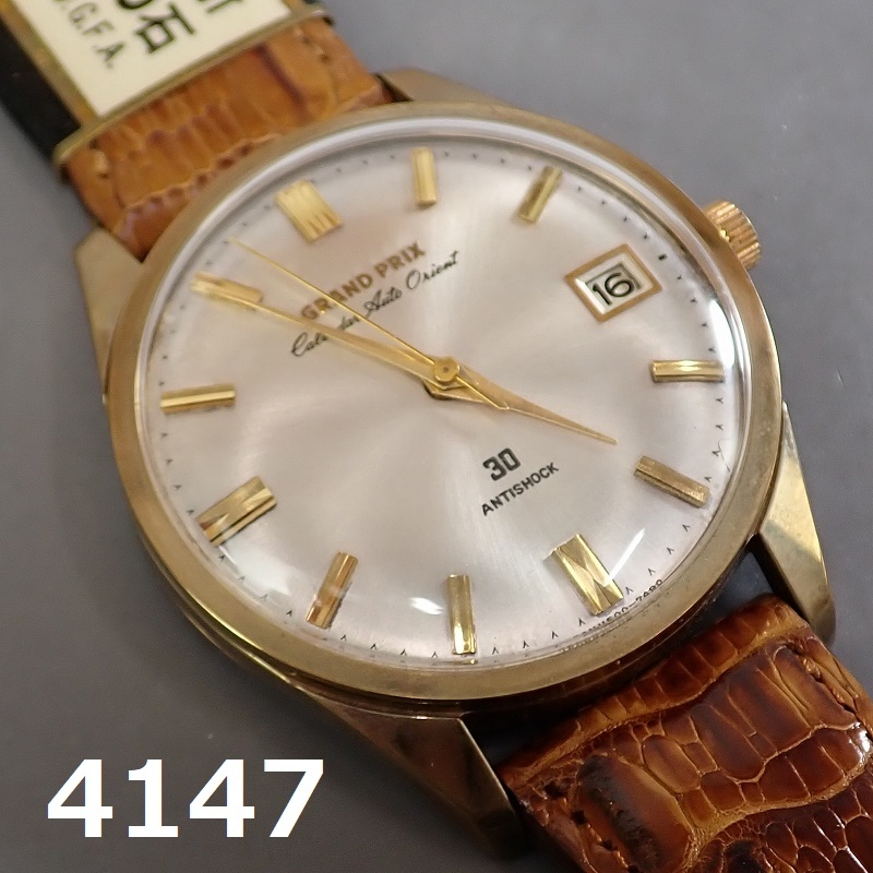 AC-4147◆「時計店 整理品」未使用 オリエント ORIENT GRAND PRIX 30石 自動巻 メンズ カレンダー付 動作品 リューズOKの画像1