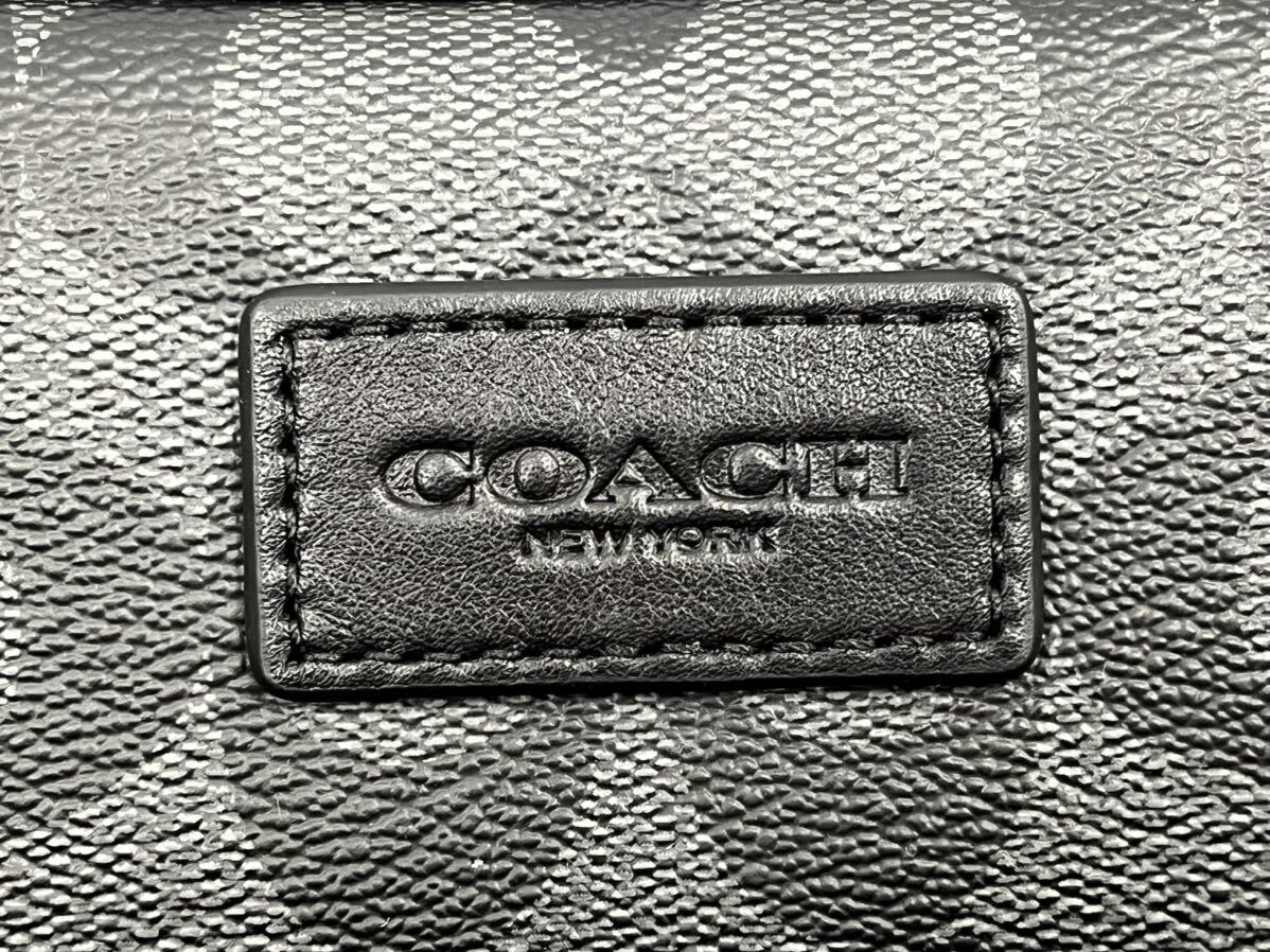 【44397.0424R】☆中古品☆COACH コーチ PVC＆レザー バッグ ショルダー ブラック メンズ の画像9