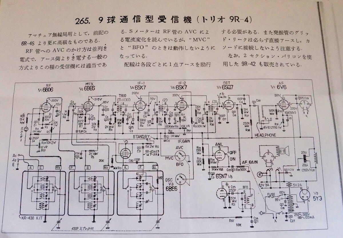 試験済み真空管ラジオの通信型 IFT T11 ミュー同調 トリオ 参考になる配線図写し付きの画像2