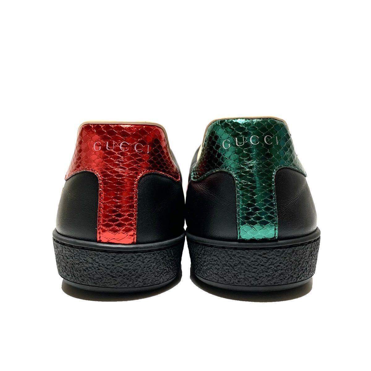 ☆未使用 グッチ GUCCI エース シェリーライン レザー ローカット スニーカー シューズ 黒 イタリア製 ミケーレ ファイヤーパターン_画像4