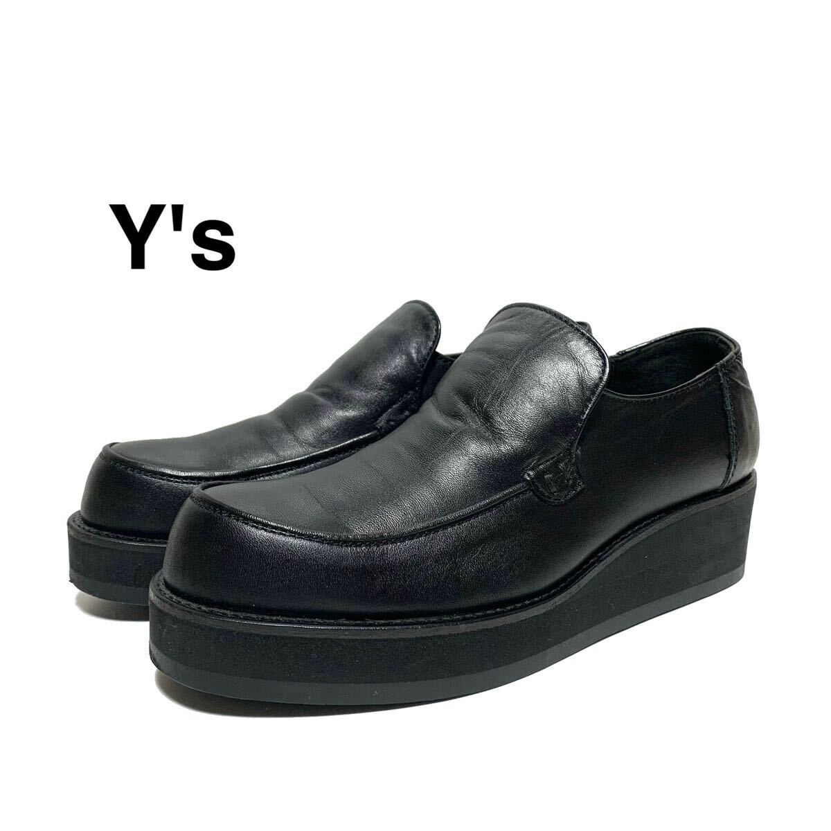 * superior article wise Y\'s leather platform slip-on shoes shoes black Yohji Yamamoto YOHJIYAMAMOTO thickness bottom leather shoes Loafer 