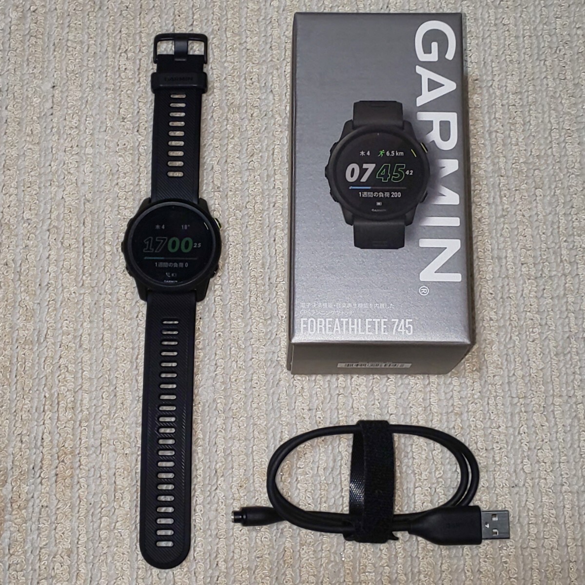 GARMIN ForeAthlete 745 Black スマートウォッチ ランニングウォッチ 22㎜の画像1