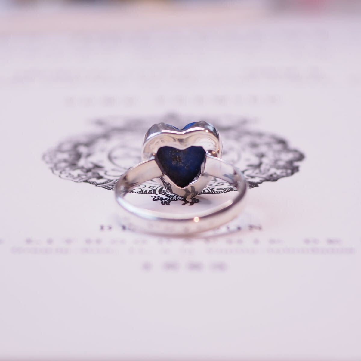 ＊ハートラピスラズリリング＊英国アンティーク イギリス ヴィンテージ 指輪 金 Victorian ring vintage antique gold lapis lazuli Kの画像8