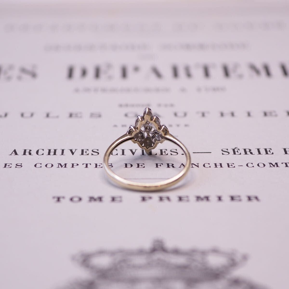 ＊K9ベルエポックダイヤモンドリング＊英国ヴィンテージ イギリス アンティーク 金 昭和レトロ ring vintage antique gold diamond (検18の画像8
