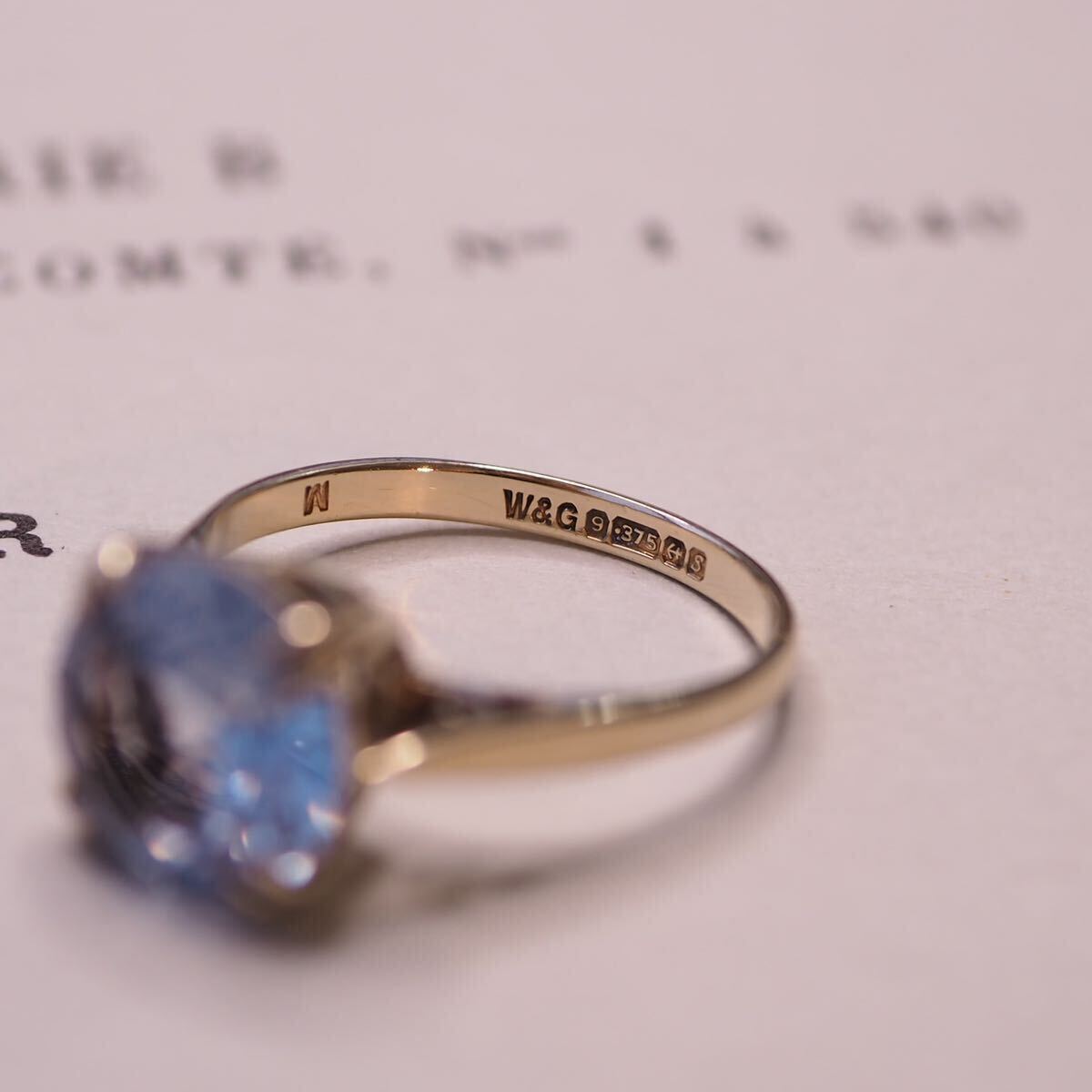 ＊K9凍つく氷ブルースピネルリング＊英国ヴィンテージ イギリス アンティーク 金 昭和レトロ ring vintage antique gold sapphire (検K18の画像9