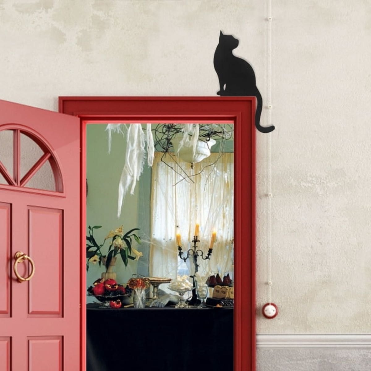 猫 黒猫 シルエット 置物 壁飾り インテリア雑貨 オブジェ 木製 ドアコーナー アンティーク