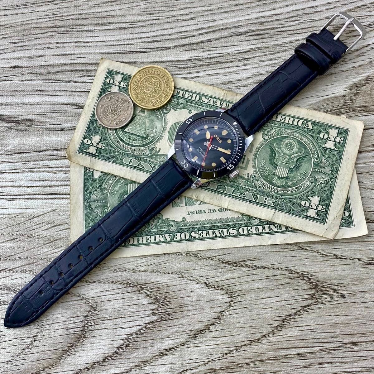 【BIGサイズ】★送料無料★ オリス ORIS メンズ腕時計 ブラック ベゼル 手巻き ヴィンテージ アンティーク