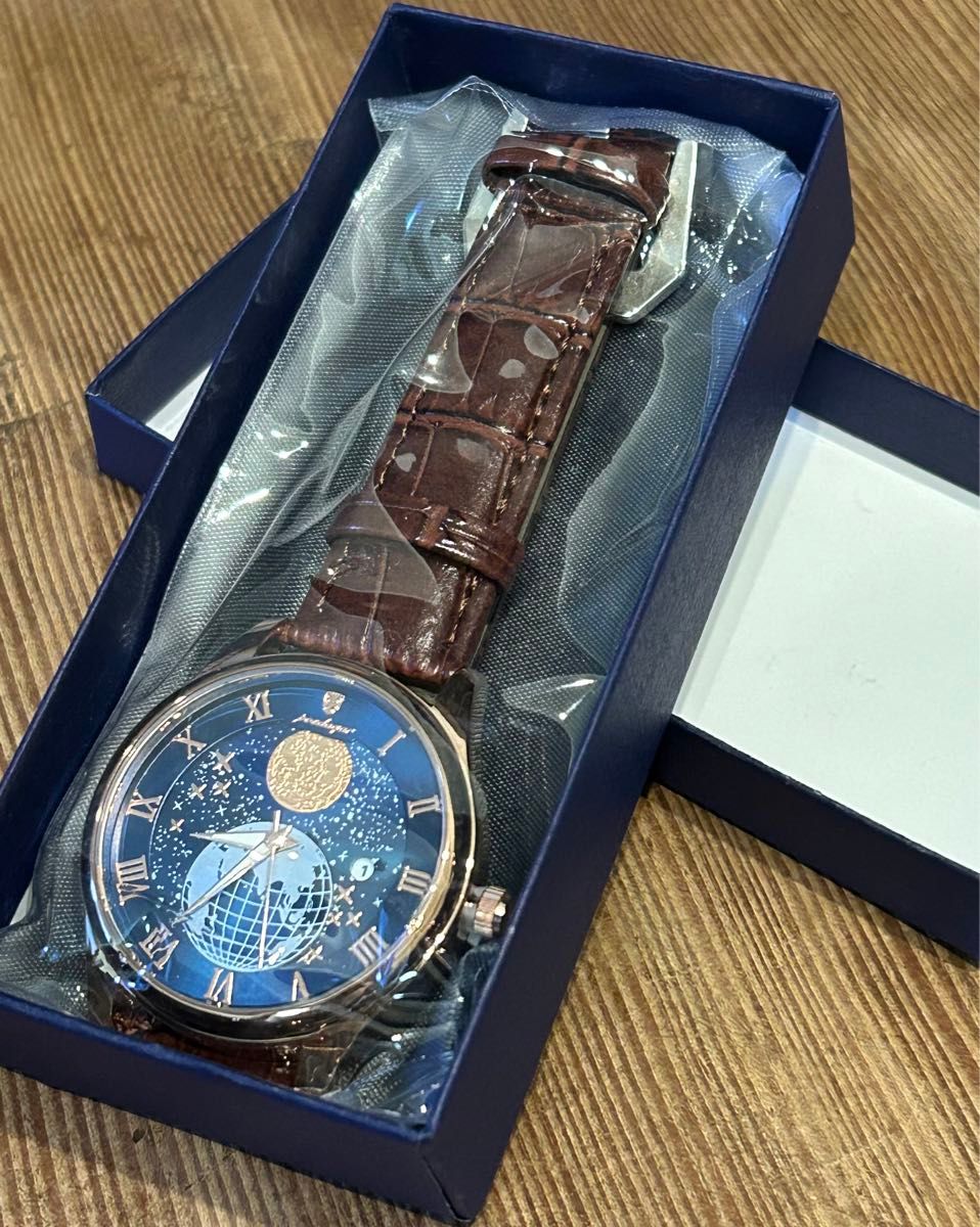 【新品・未開封】POEDAGAR 腕時計 クオーツ時計 メンズ 防水 発光 カレンダー PUレザーストラップ