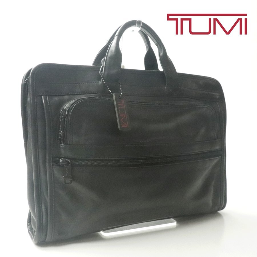 美品 TUMI トゥミ 9602D3 牛革 ナッパレザー スリム ブリーフケース ブラック 黒 ビジネスバッグ 書類鞄【相場価格￥99,000-】の画像1