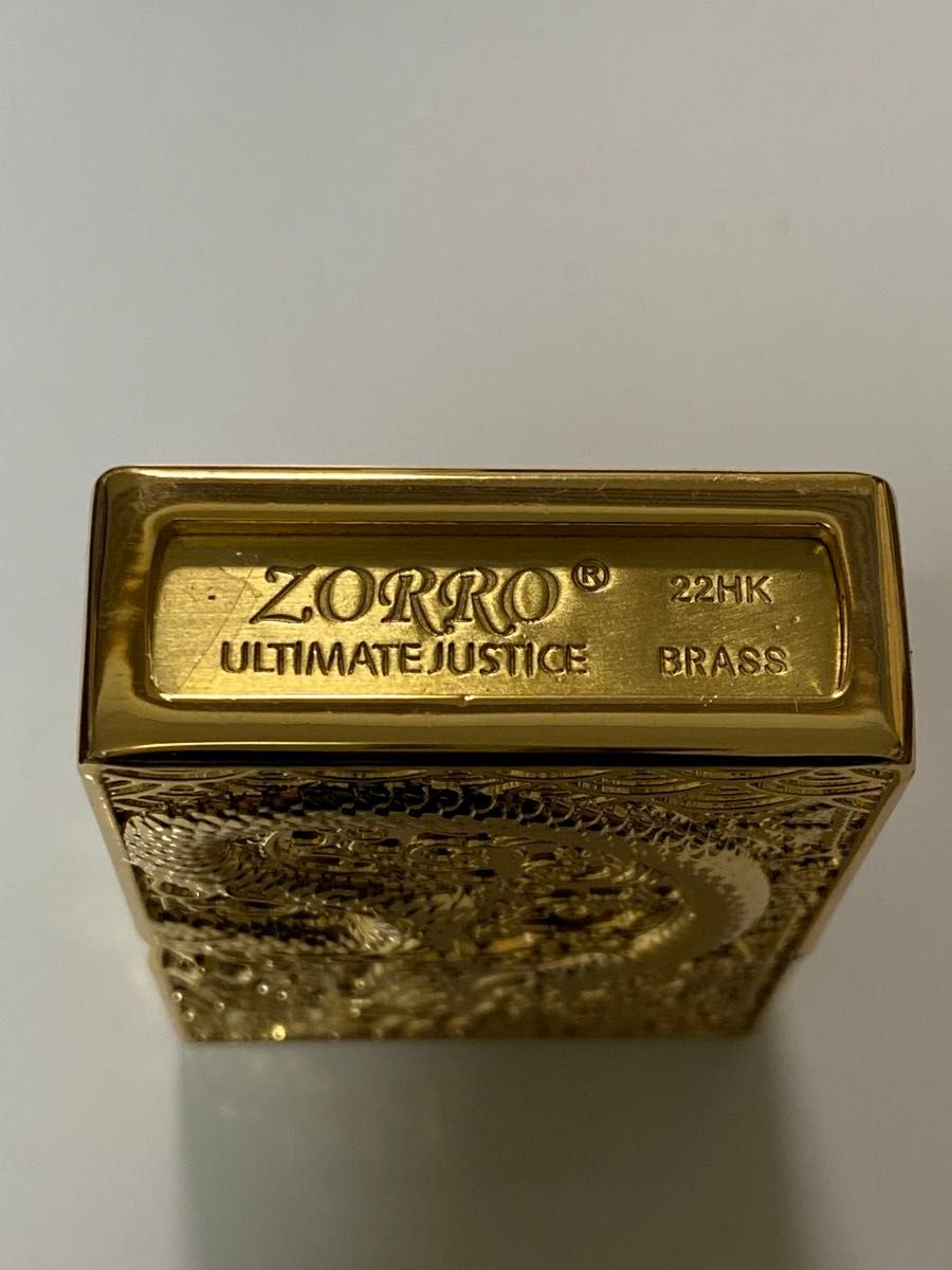 ZORRO フルメタル ドラゴン刻印有り zippo型 オイルライター GOLD ゴールド擦れあり