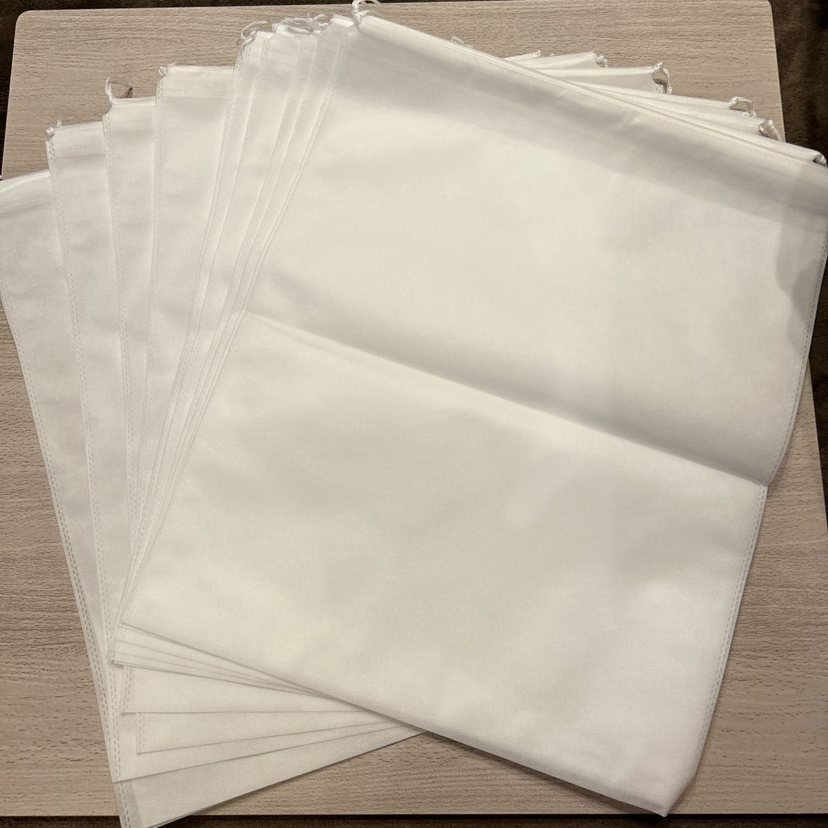 巾着袋 12枚セット 無地 両絞り 不織布 通気性 小物入れ 55×45cm