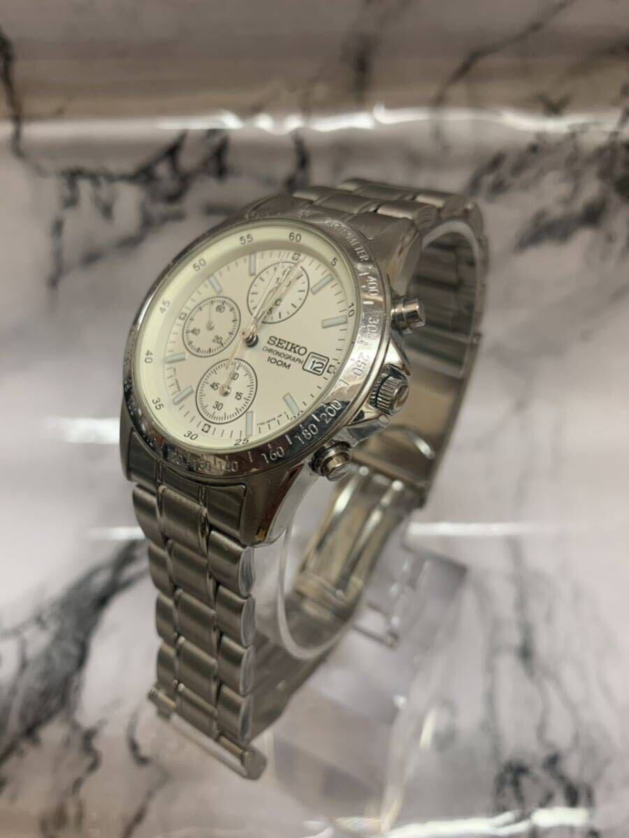 【電池交換済】【1円スタート】SEIKO セイコー クロノグラフ クオーツ 7T92-0DW0 ホワイトの画像1