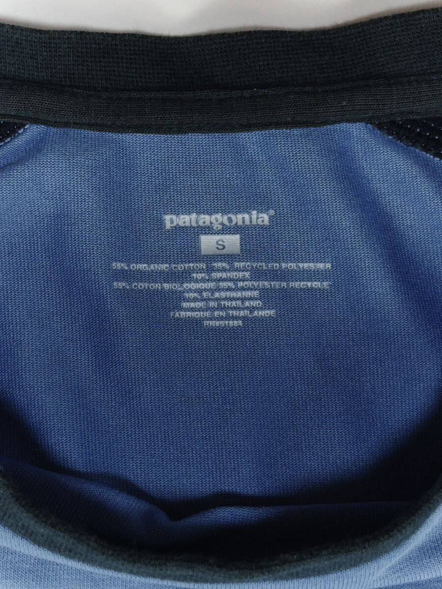 【 S】Patagonia 長袖 Tシャツ ドライ ロンT パタゴニア ストレッチ カットソー ツートン ブルー ラグランの画像4