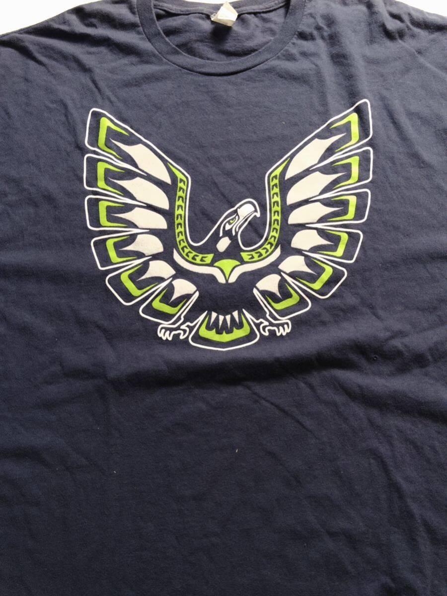 【unofficial 】seattle seahawks t shirts シアトル シーホークス Tシャツ ハイダ ネイビーXXL_画像2