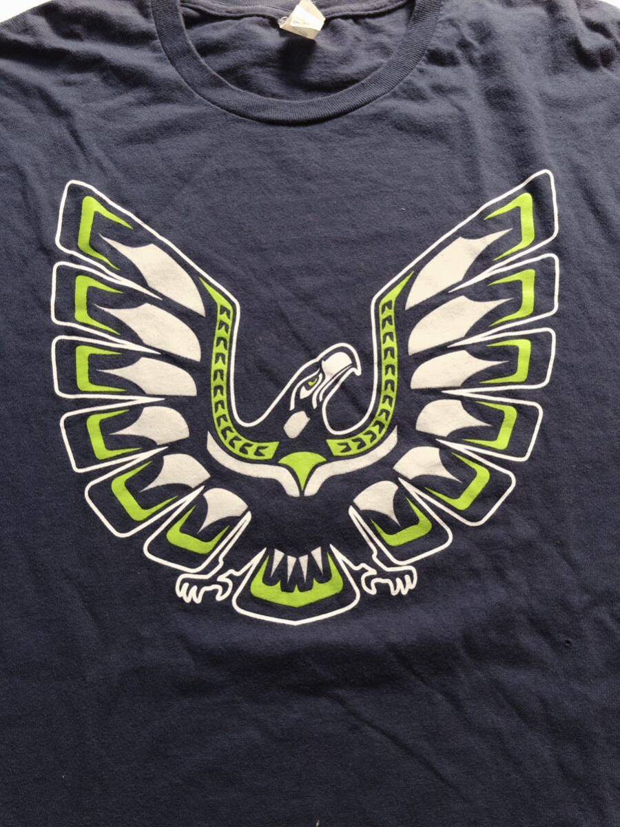 【unofficial 】seattle seahawks t shirts シアトル シーホークス Tシャツ ハイダ ネイビーXXL_画像3