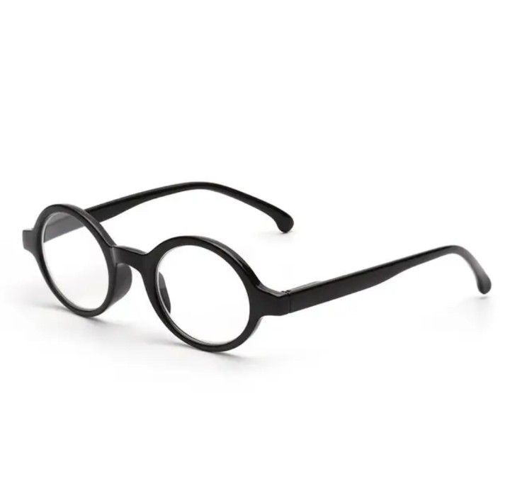 老眼鏡 ＋1.5 リーディンググラス レトロ 丸眼鏡 ラウンド 丸 セルフレーム バネ蝶番 黒