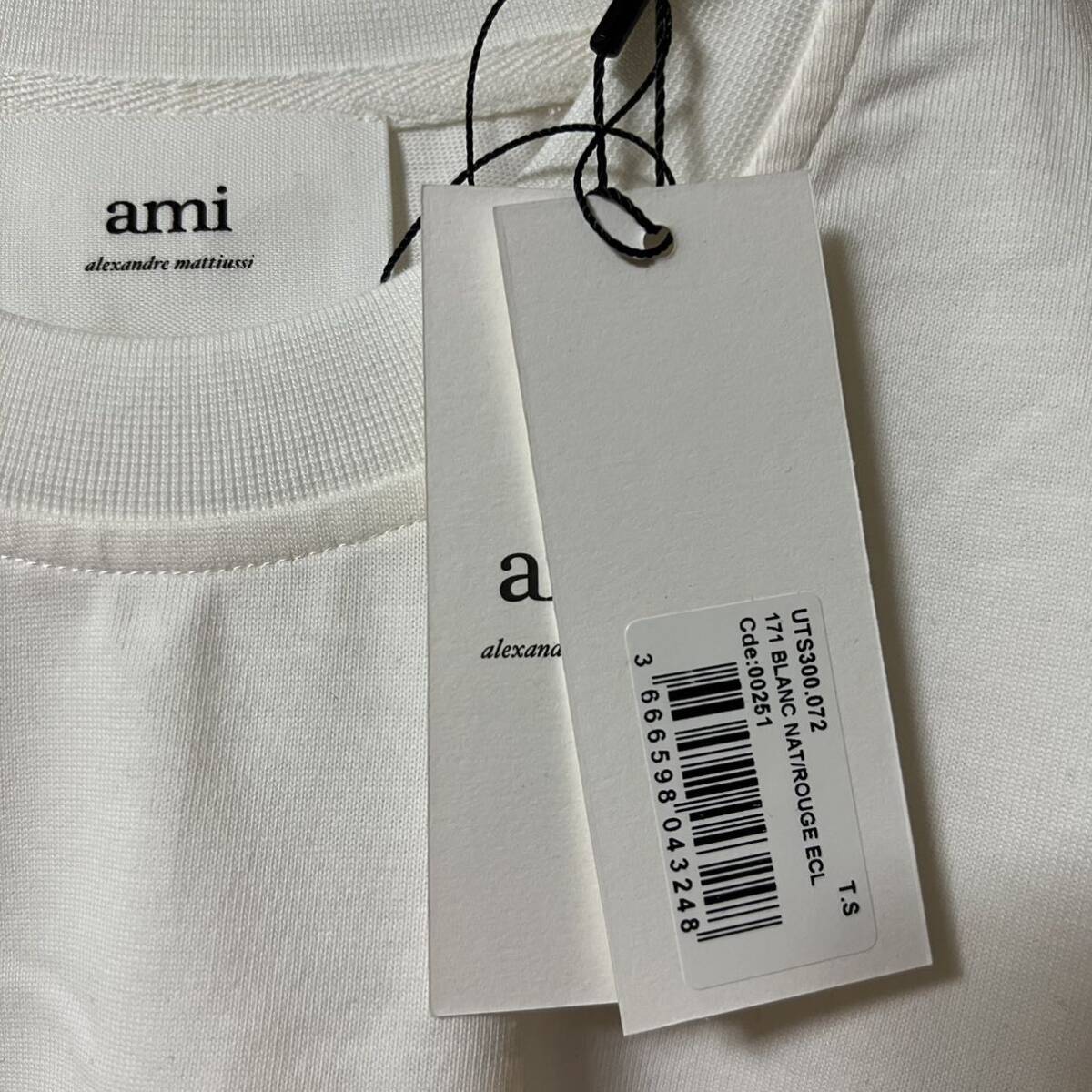 新品 AMI Paris DE COEUR アミパリス ボーダー ロングスリーブ Tシャツ レッド×ホワイト ボーダー S ロンT 長袖_画像7