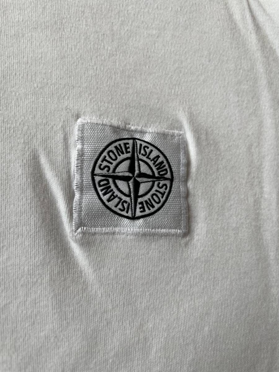 USED★国内正規品本物★stoneislandストーンアイランド★コットン100％ポロシャツ★ホワイト白★サイズM★イタリア製の画像3