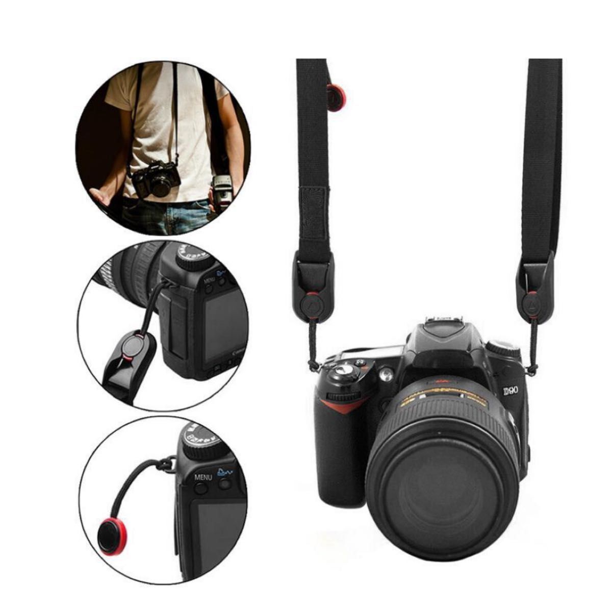 カメラストラップ アンカー クイック アンカーリンクス 互換 黒 4個セット アダプター 双眼鏡 汎用 脱着 簡単 リリースの画像2