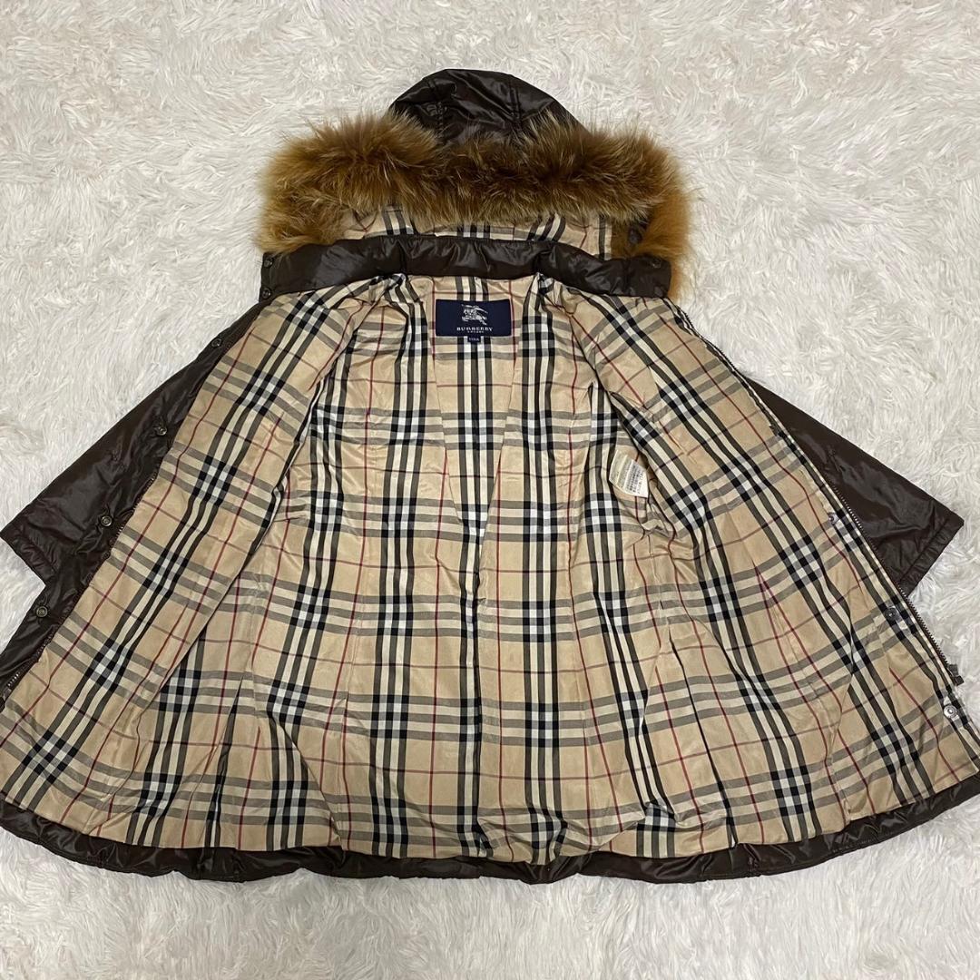 R47 バーバリーロンドン 110cm キッズ ダウンコート ファー ダークブラウン BURBERRY LONDON の画像4