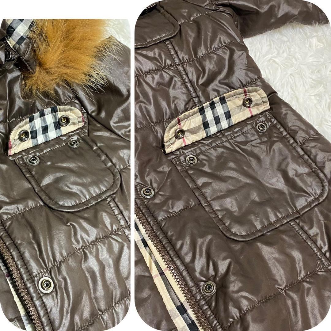 R47 バーバリーロンドン 110cm キッズ ダウンコート ファー ダークブラウン BURBERRY LONDON の画像7