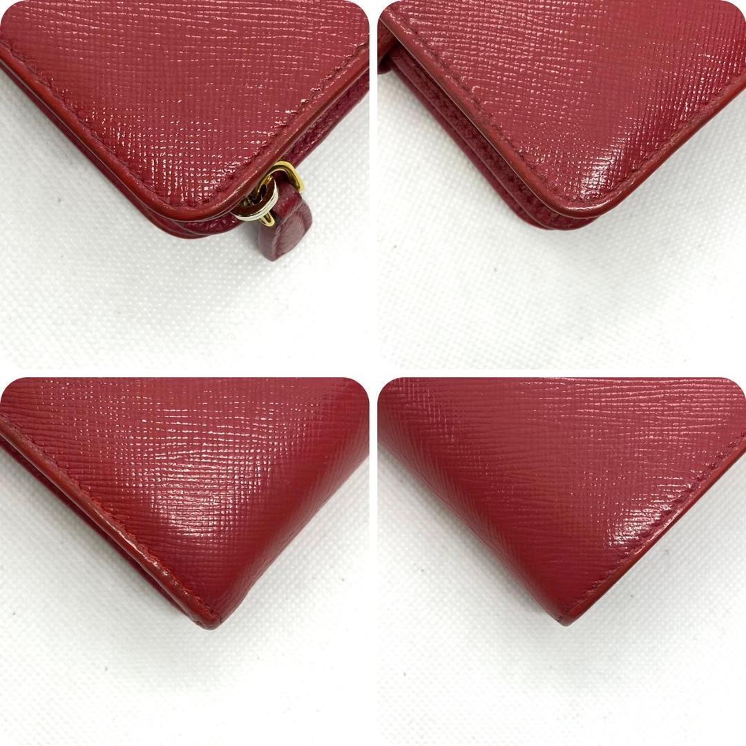 R325【極美品】PRADA プラダ コンパクト財布 二つ折り ゴールド金具 ウォレット レザー 小物 ピンクの画像7