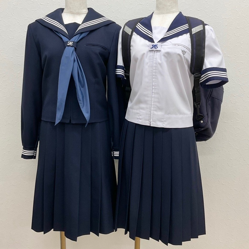 U625/S1154(中古/箱)東京都 音羽中学校 女子制服7点 /旧制服/160A/W72/セーラー/ジャンパースカート/スカート/スカーフ/鞄/夏冬/卒業生品/の画像1