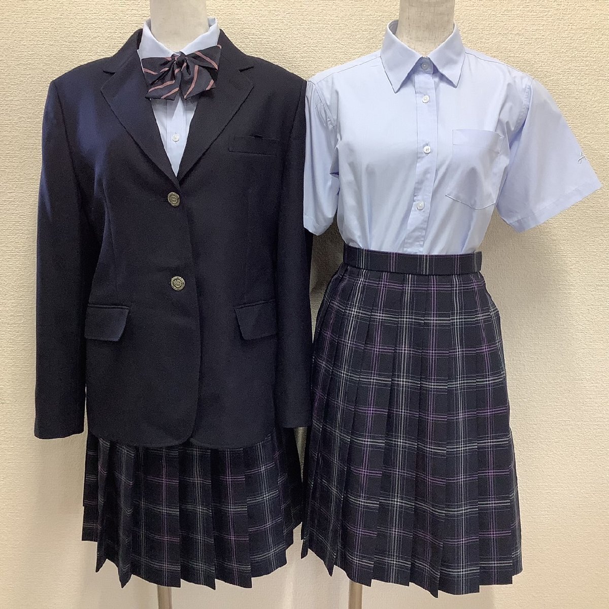 I509/Y(中古)宮城県 飛鳥未来高校 宮城キャンパス 女子制服6点 /M/7/W72/ブレザー/ブラウス/夏冬スカート/リボン/通信制/学生服/卒業生品_画像1