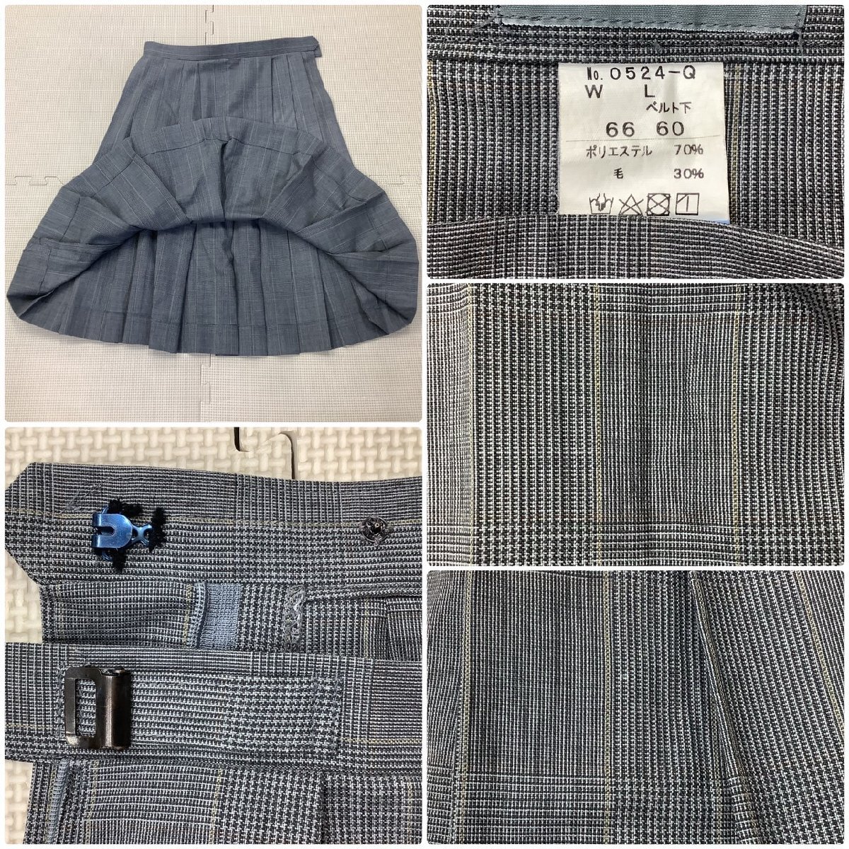 I531/L (中古)埼玉県 新座市立第三中学校 女子制服4点 /指定品/5/W66/丈57/夏ベスト/夏スカート/ブラウス/チェック柄/夏服/高校/卒業生品_画像9