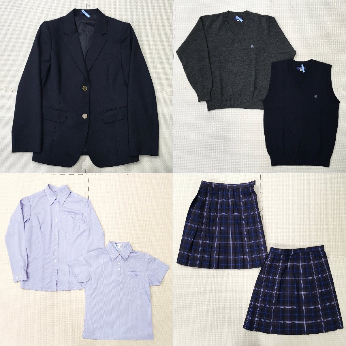 A678/L(中古/箱)東京都 東京立正高校 女子制服11点 /M/W66/丈51/ブレザー/セーター/ベスト/スカート/リボン/靴下/リュック/卒業生品_画像2