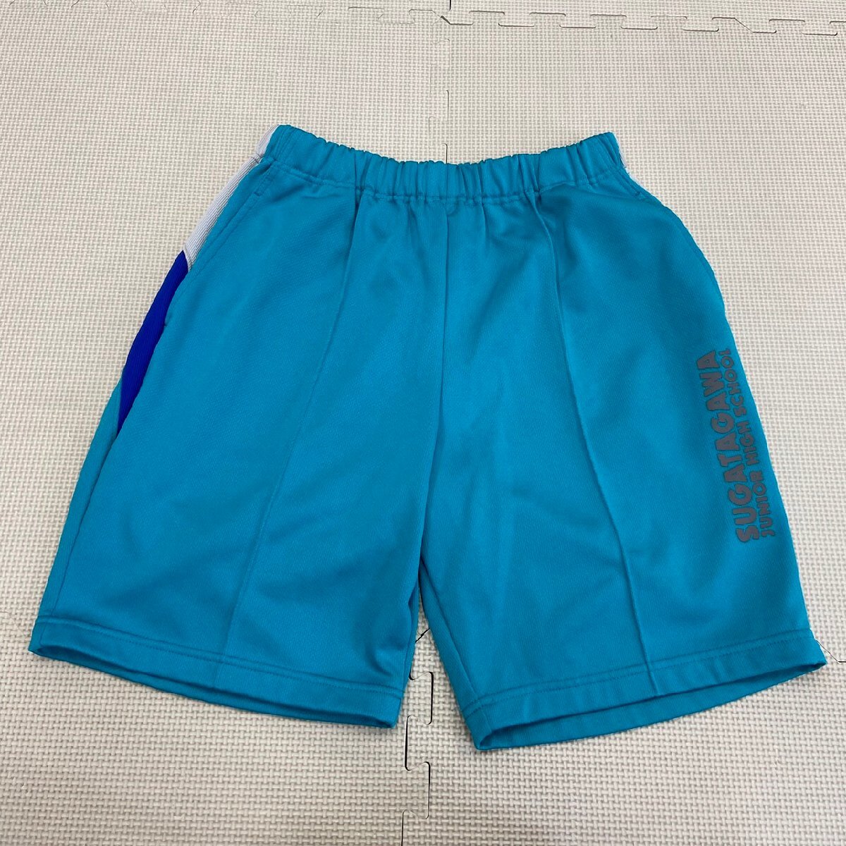 Y600/T181( used ) Tochigi prefecture . river junior high school gym uniform 4 point / designation goods /L/LL/ long sleeve /tore shirt / long trousers / shorts / blue green series / jersey / physical training put on / man ./ short period put on 