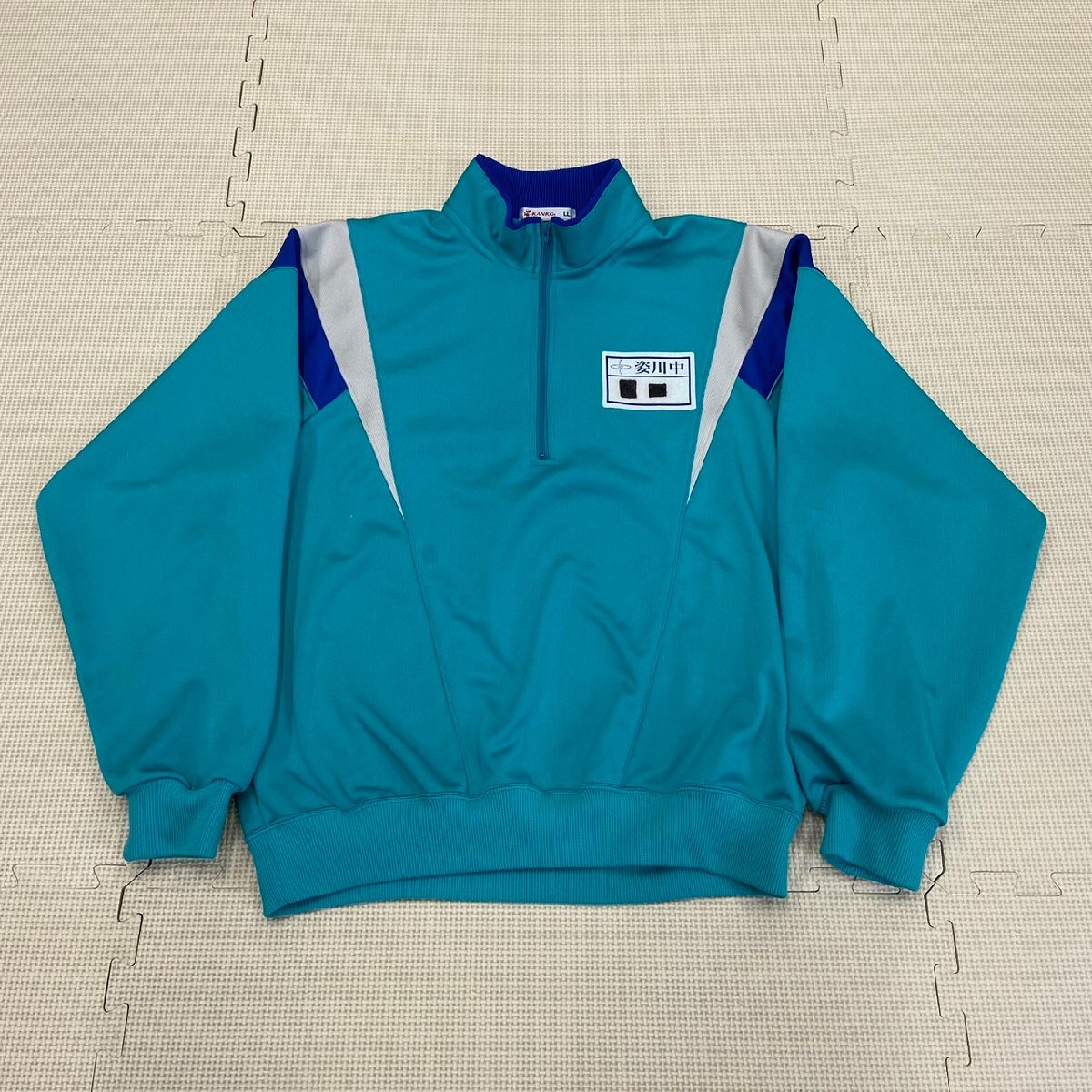 Y600/T181( used ) Tochigi prefecture . river junior high school gym uniform 4 point / designation goods /L/LL/ long sleeve /tore shirt / long trousers / shorts / blue green series / jersey / physical training put on / man ./ short period put on 