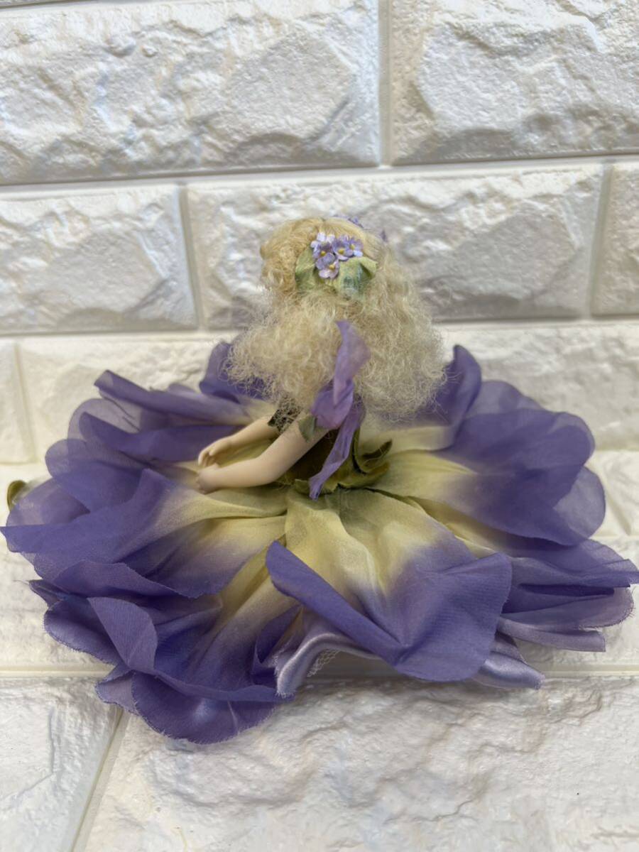【美品】若月まり子 ビスクドール  花の妖精 紫色 全長27cm 西洋人形 アンティークドール 創作人形 ②の画像5