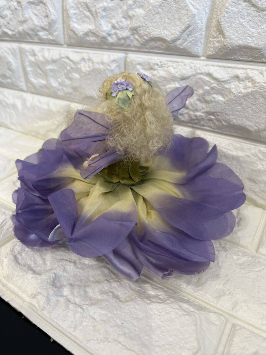 【美品】若月まり子 ビスクドール  花の妖精 紫色 全長27cm 西洋人形 アンティークドール 創作人形 ②の画像4